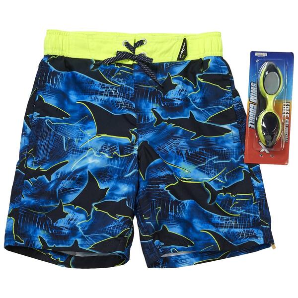 Boys &#40;8-20&#41; ZeroXposur Shark Swim Shorts & Goggles - image 
