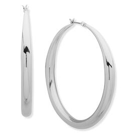 Anne Klein Silver-Tone 39mm Medium Tapered Hoop Earrings