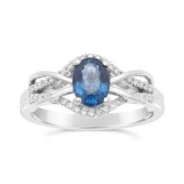 10kt. White Gold Oval Sapphire 1/6ctw. Diamond Ring