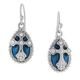 Symbols of Faith Blue Enamel Earrings