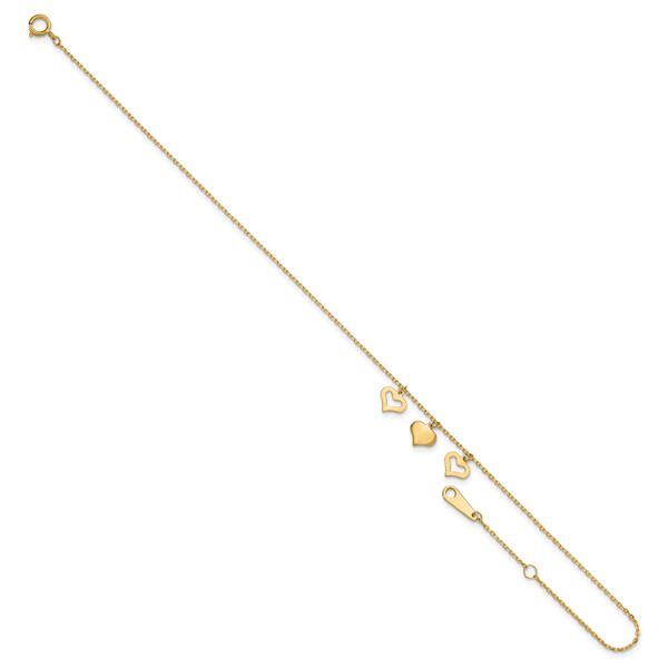 Gold Classics&#8482; 14kt. Yellow Gold Dangling Hearts Ankle Bracelet