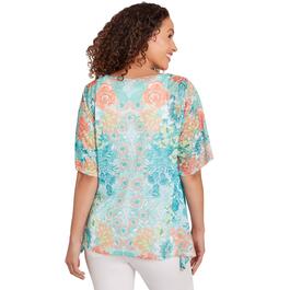 Womens Ruby Rd. Spring Breeze Knit Embellished Floral Blouse