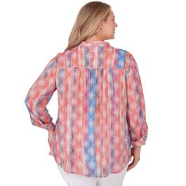 Plus Size Ruby Rd. Wovens Medallion Stripe Casual Button Down