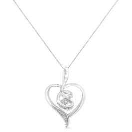 Espira 10kt. White Gold Swirl Diamond Heart Necklace