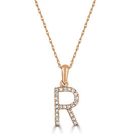 Diamond Classics&#40;tm&#41; 14kt. Rose Gold Initial R Letter Necklace