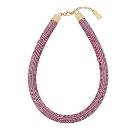 Steve Madden Rope Mesh Pink Pave Collar Necklace