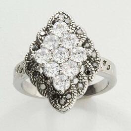 Ashley Cooper&#40;tm&#41; Silver Marcasite Cluster Shield Ring