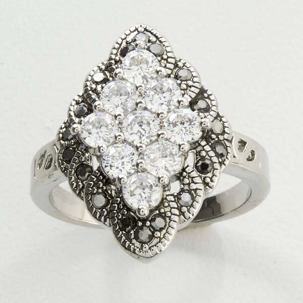 Ashley Cooper&#40;tm&#41; Silver Marcasite Cluster Shield Ring - image 