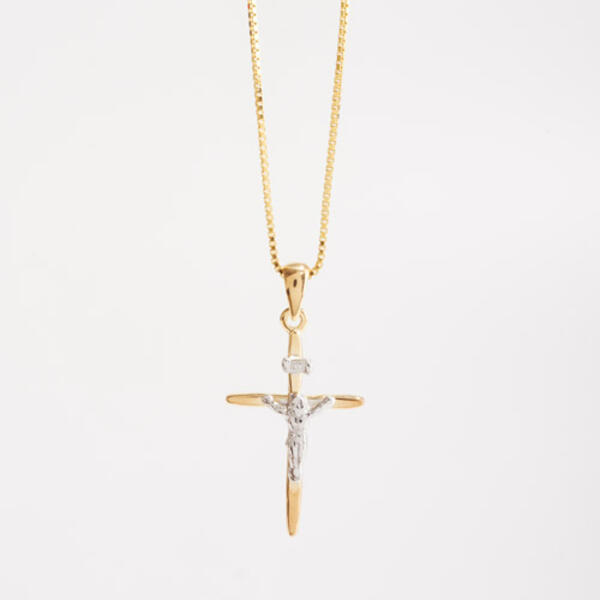 14kt. Gold Over Sterling Silver Crucifix Pendant Necklace - image 