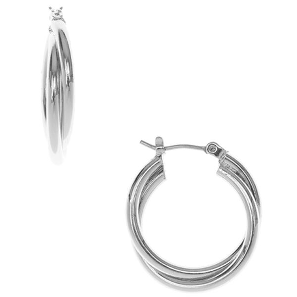 Nine West Silver-Tone Medium Twist Hoop Earrings - image 