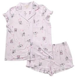 Womens Laura Ashley&#40;R&#41; Short Sleeve Peach Stripe Scottie Pajama Set