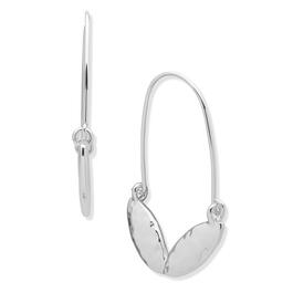 Chaps Silver-Tone Wire Leaf Hoop Click-Top Earrings