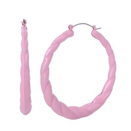 Steve Madden Pink Twisted Large-Sized Hoop Earrings