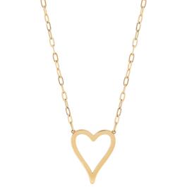 Gold Classics&#40;tm&#41; Yellow Gold Heart on Paperclip Chain Necklace