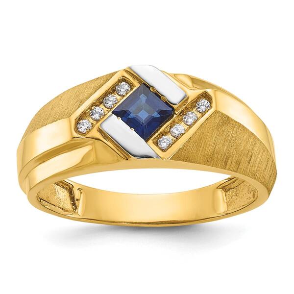 Mens Gentlemens Classics&#40;tm&#41; 14kt. Gold Created Center Sapphire Ring - image 