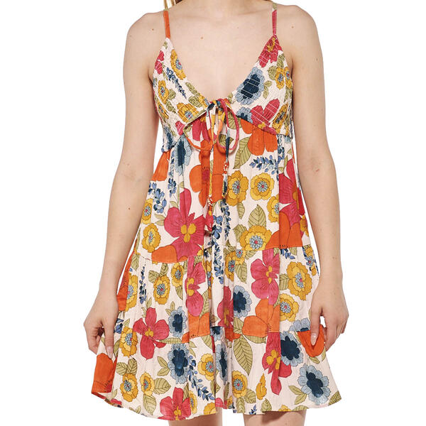 Juniors Angie Far Out Smocked Slip Shift Dress