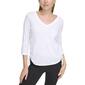 Womens DKNY Sport 3/4 Sleeve Cotton Slub Ruched Side Tie Top - image 1