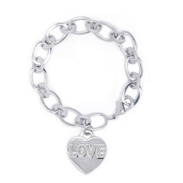 Gianni Argento Diamond Love Heart Chain Bracelet