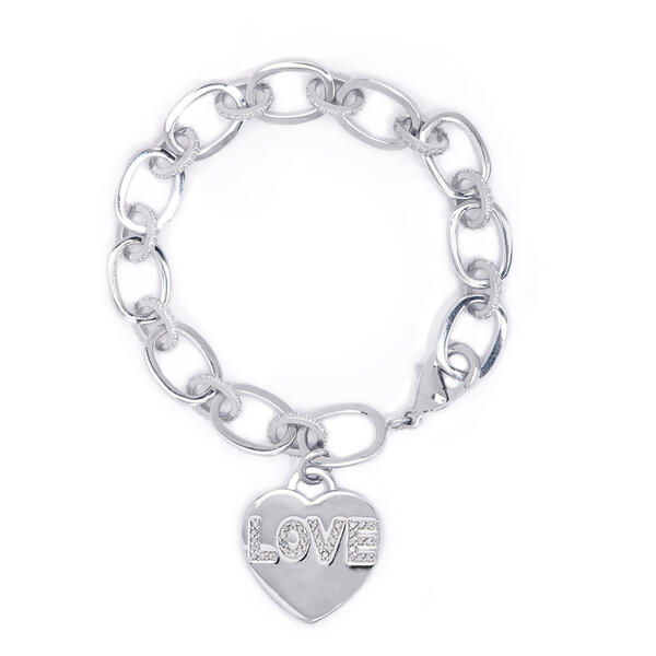 Gianni Argento Diamond Love Heart Chain Bracelet - image 