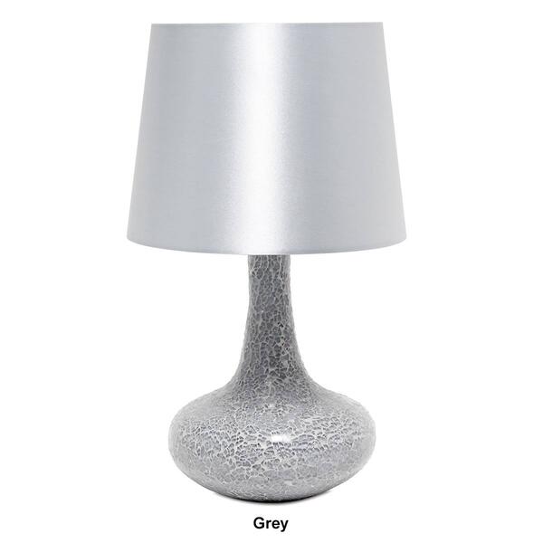 Simple Designs Mosaic Tiled Glass Genie Table Lamp w/Fabric Shade