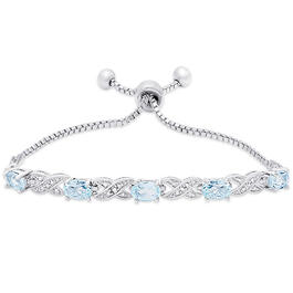 Gianni Argento Silver Plated Blue Topaz & Diamond Accent Bracelet