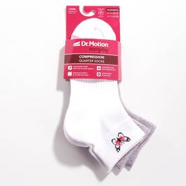 Womens Dr. Motion 2pk. Butterfly Compression Quarter Socks