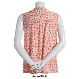 Womens Napa Valley Floral Pleated Sleeveless Knit Henley