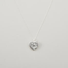 Sterling Silver Love Swirls Heart Locket Pendant Necklace