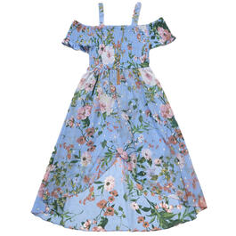 Girls &#40;7-16&#41; Rare Editions Foil Floral Chiffon Smock Maxi Dress