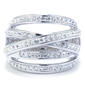 Fine Silver Plated Clear Crystal Pave Spiral Ring - image 1