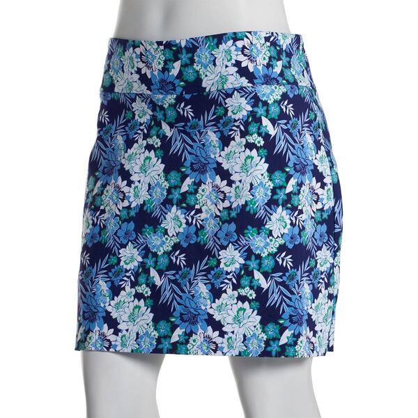 Plus Size Preswick & Moore Floral Pull On Skort - Blue - image 