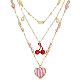 Betsey Johnson Heart Charm Layered Necklace
