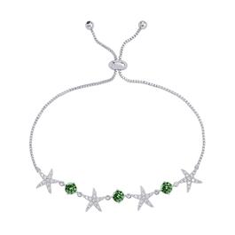 Gianni Argento Starfish Adjustable Bracelet - Silver/Emerald