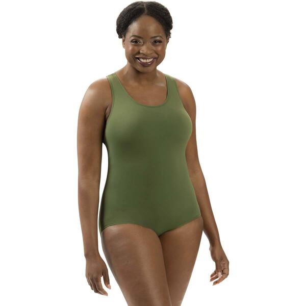 Womens Dolfin&#40;R&#41; Aquashape Solid Conservative One Piece Swimsuit - image 