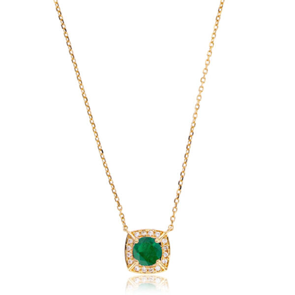 Gemstone Classics&#40;tm&#41; 10kt. Yellow Gold Emerald Necklace - image 