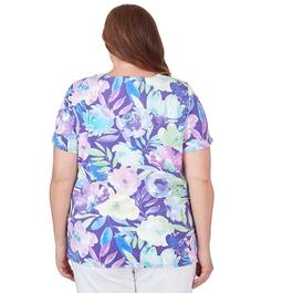 Plus Size Alfred Dunner Key Items Short Sleeve Floral Knit Tee