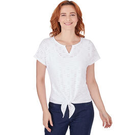 Womens Hearts of Palm Feeling Just Lime Solid Eyelet Top