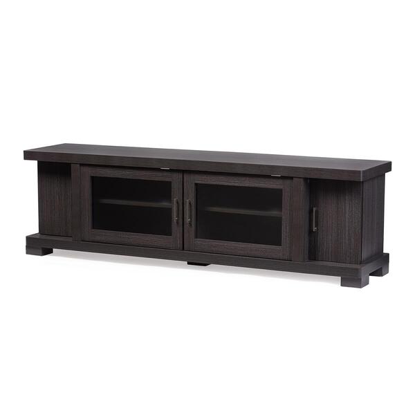 Baxton Studio Viveka 70in. Wood TV Cabinet with 2 Glass Doors