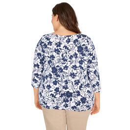 Plus Size Hearts of Palm Printed Essentials Sketch Floral Blouse