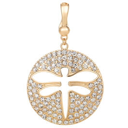 Wearable Art Gold-Tone Pave Disc Dragonfly Enhancer