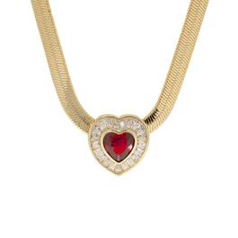 Gianni Argento Lab Grown Ruby & Cubic Zirconia Heart Necklace