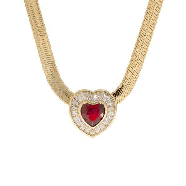 Gianni Argento Lab Grown Ruby & Cubic Zirconia Heart Necklace - image 