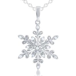 1/10cttw. White Diamond Snowflake Pendant Necklace