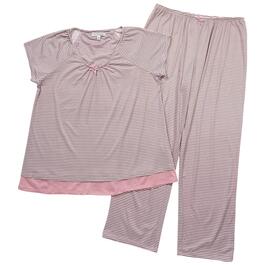 Womens Ellen Tracy Short Sleeve Stripe Long Leg Pajama Set