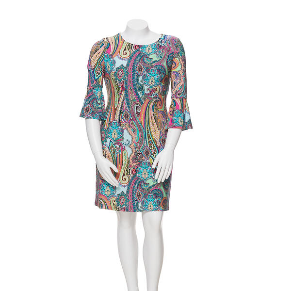 Womens Tommy Hilfiger Bell Sleeve Paisley Print Jersey Dress - image 