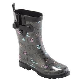 Womens Capelli New York Shiny Branches and Owls Short Rain Boots