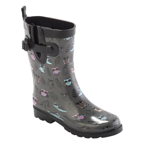 Womens Capelli New York Shiny Branches and Owls Short Rain Boots - image 