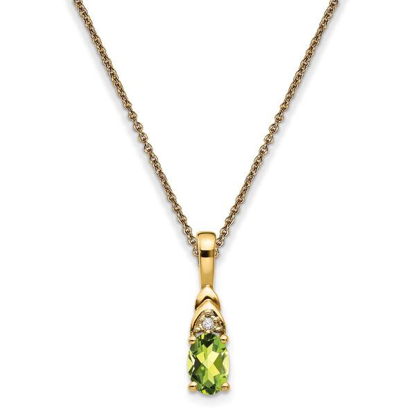 Gemstone Classics&#40;tm&#41; 14kt. Yellow Gold Peridot Diamond Necklace - image 