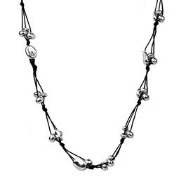 Bella Uno Silver-Tone Beaded Cord Long Necklace