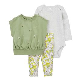 Baby Girl &#40;3-24M&#41; Carters&#40;R&#41; 3pc. Floral Embroidered Vest Set